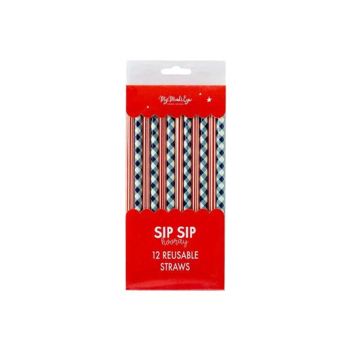 Plaid And Stripes Reusable Straws | 12 Count - Zurchers