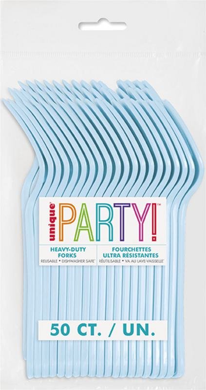 Powder Blue Premium Plastic Forks | 50ct