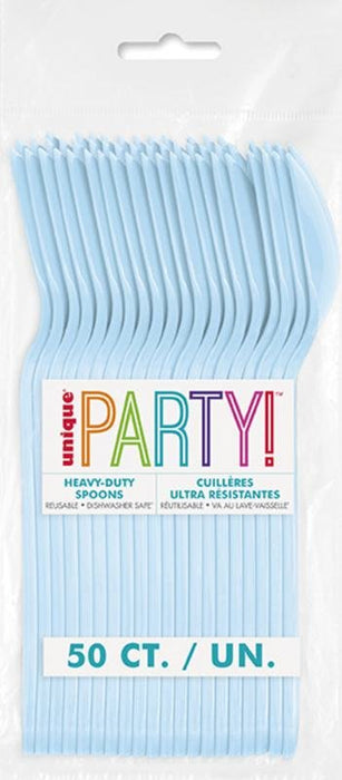Powder Blue Heavy - Duty Plastic Spoons | 50ct - Zurchers