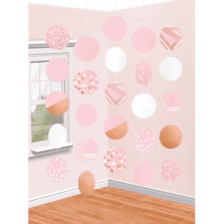 Pretty Pink Hanging Circle Decorations 5ft | 5ct - Zurchers