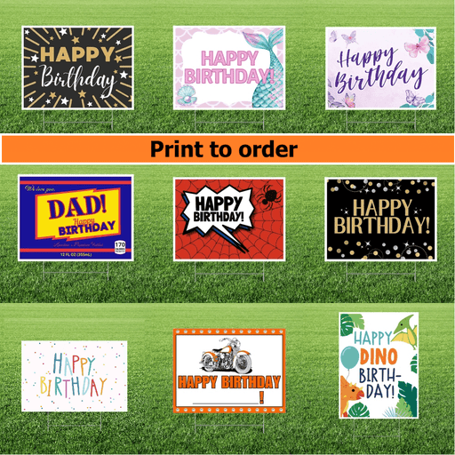 Print to order birthday yard signs 24"x18" | 1ct