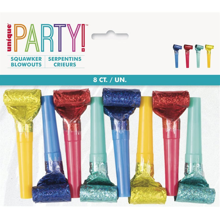 8ct Prismatic Squawker Blowout Assorted - Party Supplies