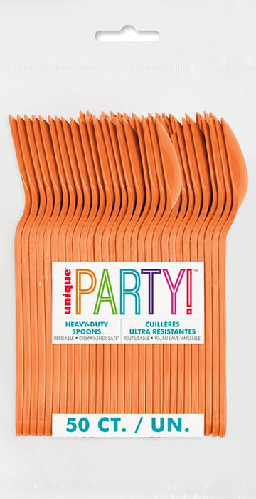 50ct Spoons Pumpkin Orange Premium - Party Supplies