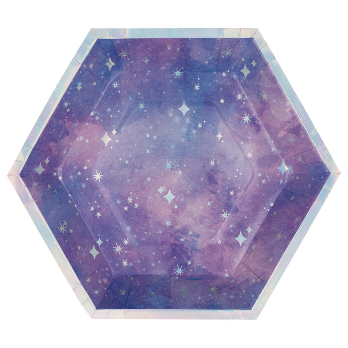 8ct 9in Shaped Plate Purple Galaxy - Party Supplies