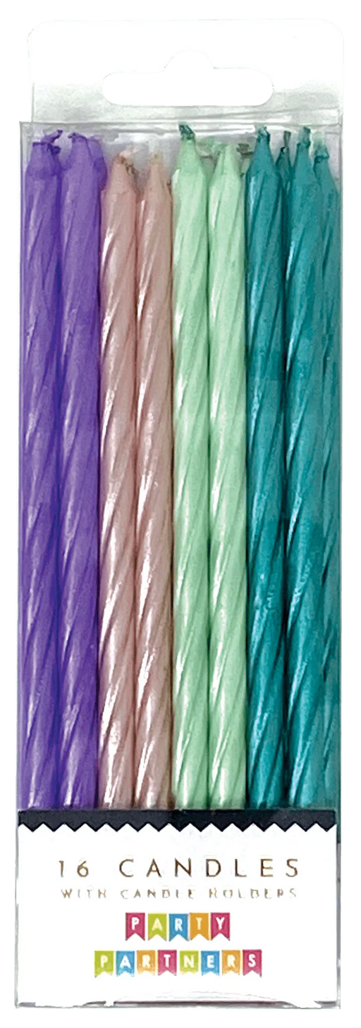Purple/Teal Pearl Spiral Candle Set | 16ct - Zurchers