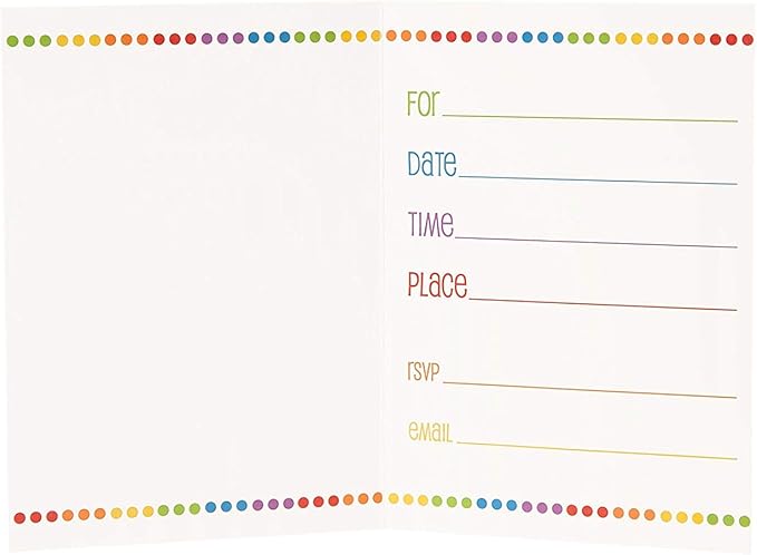 8ct Invitations Rainbow Birthday