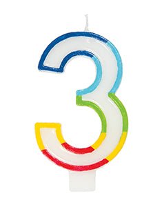 Rainbow Number 3 Candle - Party Supplies