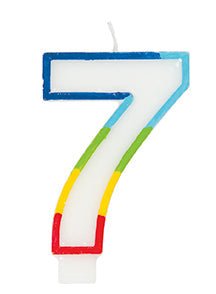 Rainbow Number 7 Candle - Party Supplies