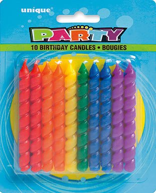10ct Rainbow Spiral Candle - Party Supplies