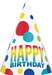 8ct Rainbow Spots Birthday Hats - party supplies