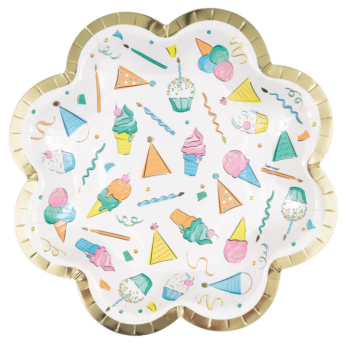 8in Shaped Plate w/ Foil Rainbow Sweets