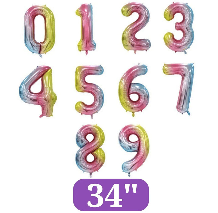 Rainbow Jumbo Number Balloons 34" - Zurchers