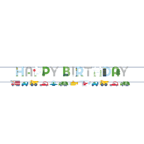 Transportation Time Happy Birthday Banner | 1 ct - Zurchers