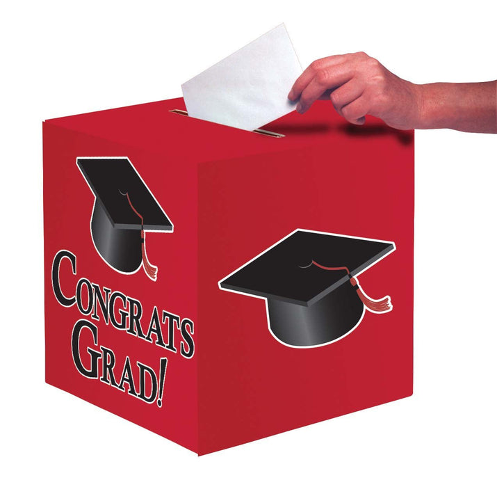 Red Card Box Graduation | 1ct - Party Supplies