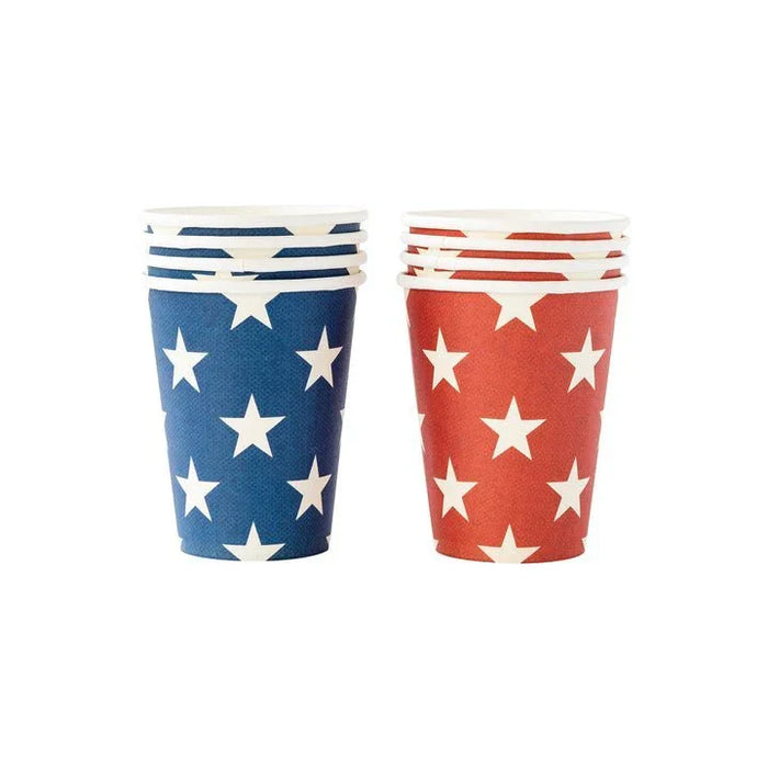 Red And Blue Star Paper Cups 12 oz. | 8 ct - Zurchers