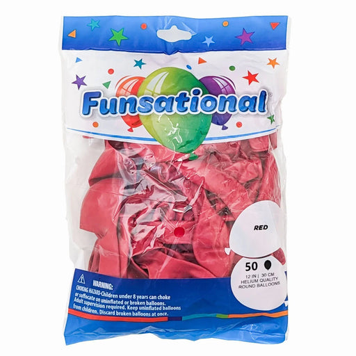 Red Funsational 12" Latex Balloons | 50ct - Zurchers