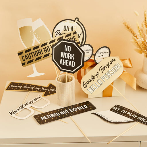 Retirement Party Photo Booth Props Set | 10ct
