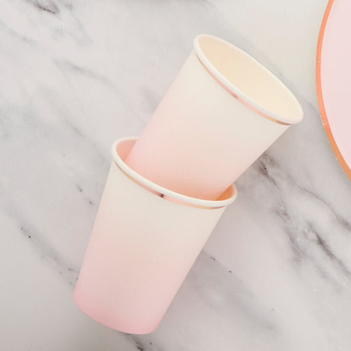Rose Gold Ombre Paper Cups | 8ct