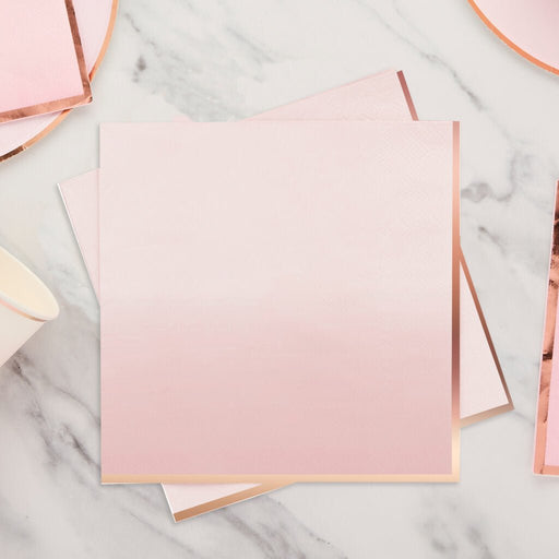 Rose Gold Ombre Paper Napkins | 16ct