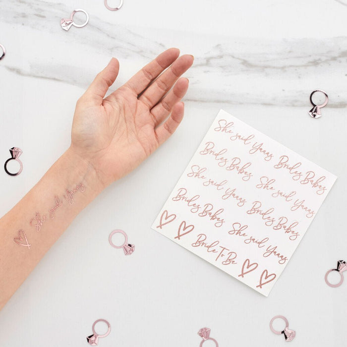 Rose Gold She Said Yass Temporary Tattoos | 26ct - Zurchers
