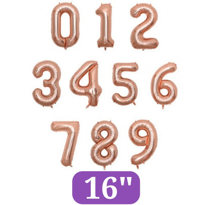 Rose Gold Number Balloons 16" - Zurchers