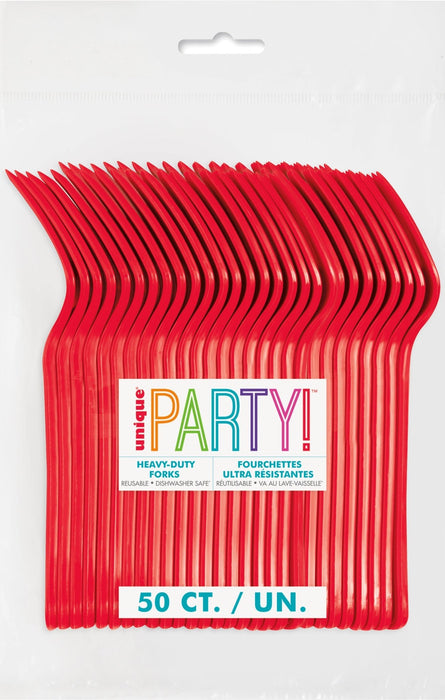 50ct Forks Ruby Red Premium - Party Supplies