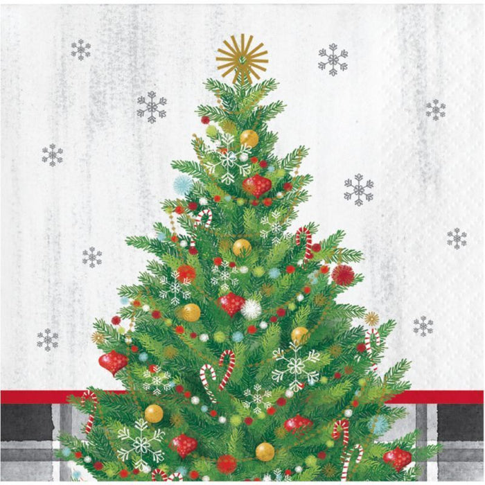 Christmas Holiday Tree Beverage Napkin | 16ct