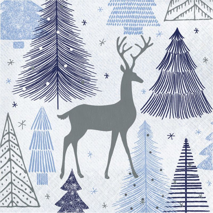 Bring a festive touch to your holiday gatherings with these Christmas Silver Snowfall Lunch Napkins. Featuring 16 napkins with a design of deer, trees, and snowflakes, these napkins are sure to bring cheer to the occasion.