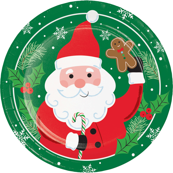 Santa Holding Gingerbread Plate with Candy Cane and Snowflakes | 1ct - Zurchers