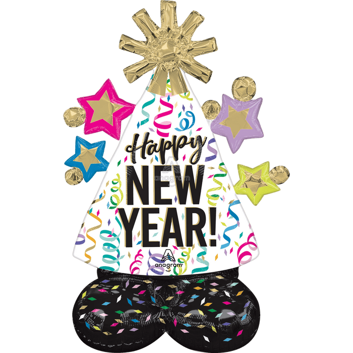 SATIN NEW YEAR CONFETTI CHEER AIRLOONZ JUNIOR 27"x36" | 1ct - Zurchers
