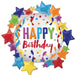 Satin Happy Birthday Stars SuperShape Mylar Balloon 30" | 1ct - Zurchers