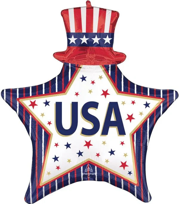 USA Stars and Stripes SuperShape Satin Mylar Balloon 30" | 1 ct - Zurchers