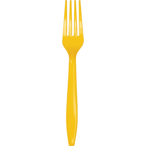 School Bus Yellow Premium Plastic Forks | 24ct