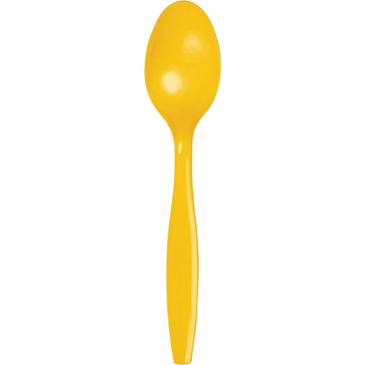 School Bus Yellow Premium Plastic Spoons | 24ct