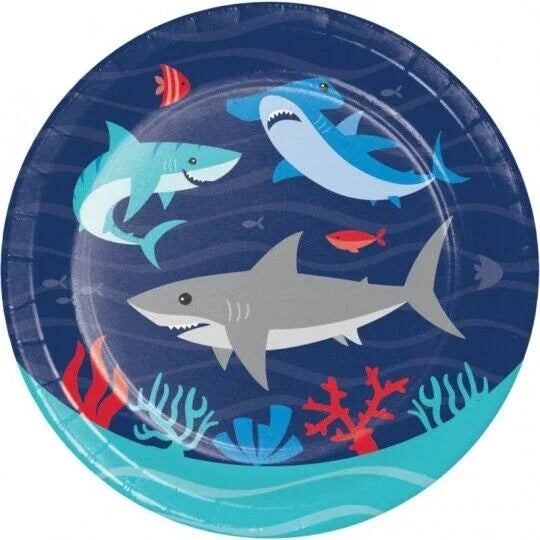 Shark Party Dessert Paper Plates 7" | 8ct - Zurchers
