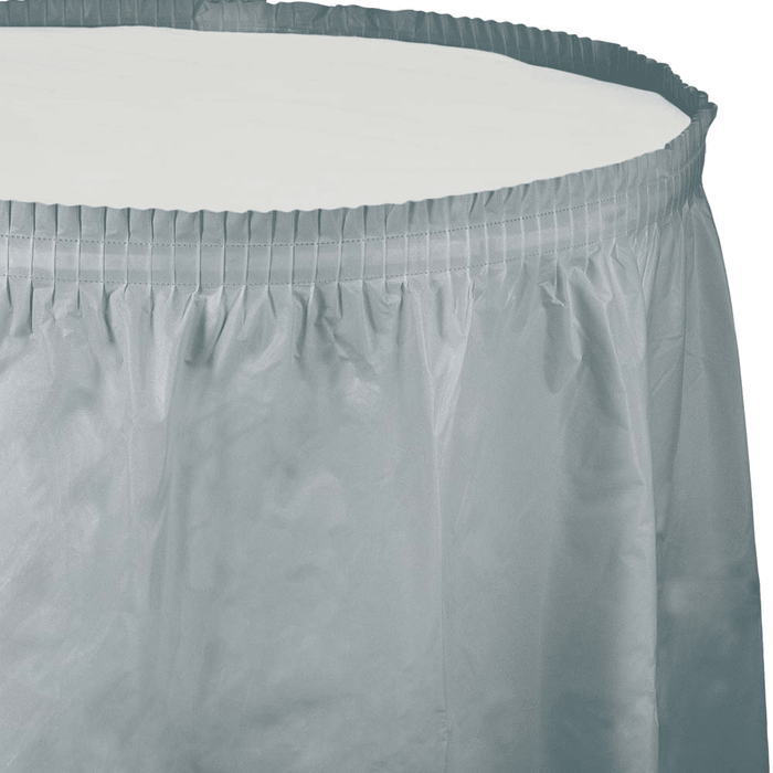 Shimmering Silver Plastic Tableskirt | 1ct - Zurchers