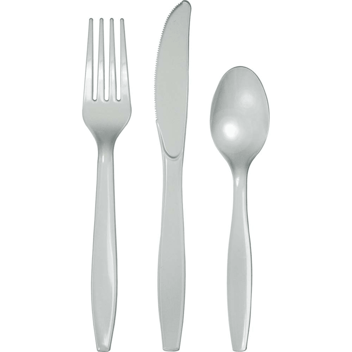 Shimmering Silver Premium Assorted Plastic Cutlery | 24ct - Zurchers