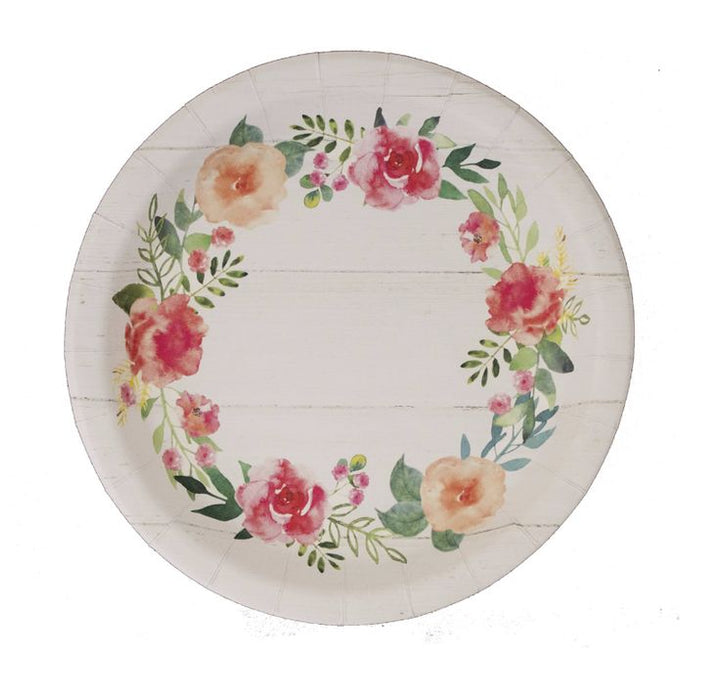 Shiplap Chic 10" Plate with Floral Wreath 8 pk  | 1ct