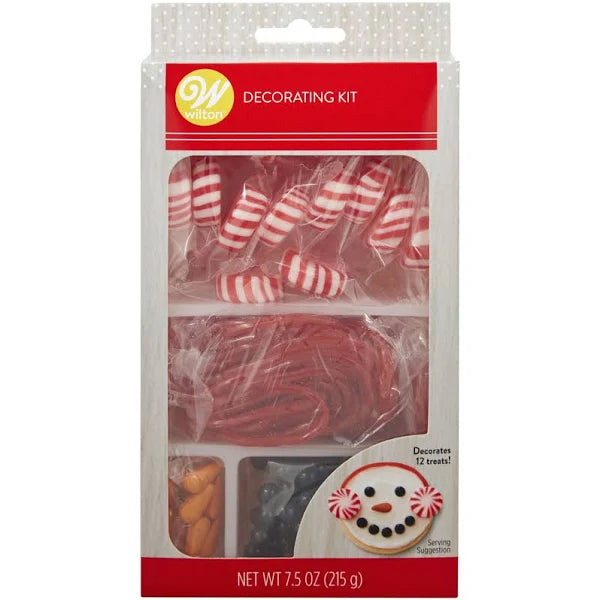 A package of Christmas Winter Snowman Cookie or Cupcake Decorating Kit, Decorates 12.