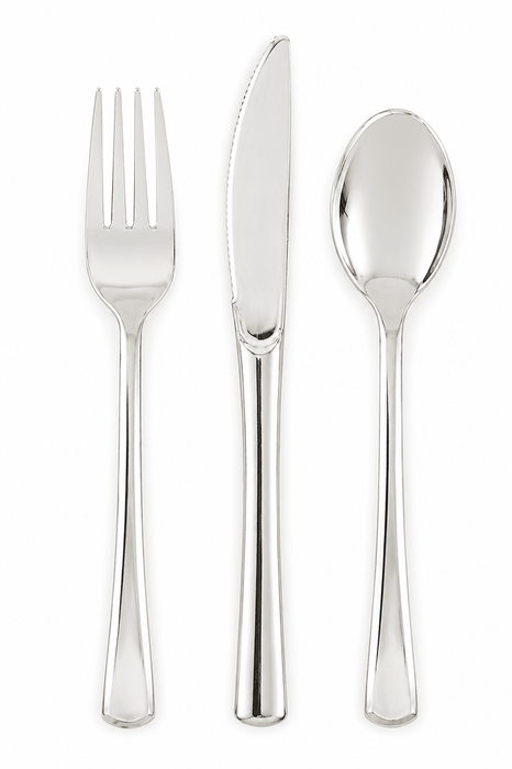 18ct Silver Cutlery Assorted - Party Supplies