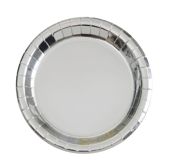 8ct 9in Silver Foil Round Plate - Party Supplies