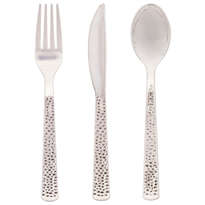 24ct Silver Hammered Cutlery Box Assorted - Party Supplies