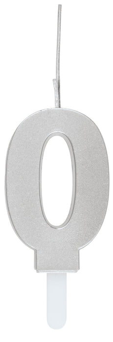 Silver Number 0 Sparkler Candle - Party Supplies