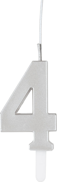 Silver Number 4 Sparkler Candle - Party Supplies