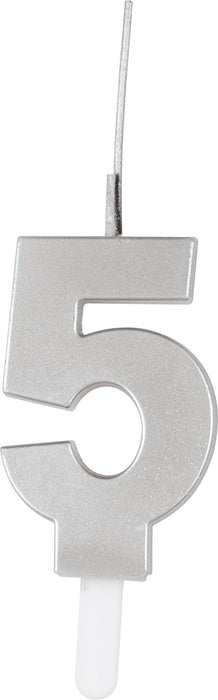 Silver Number 5 Sparkler Candle - Party Supplies