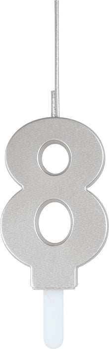 Silver Number 8 Sparkler Candle - Party Supplies
