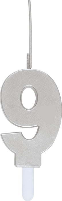 Silver Number 9 Sparkler Candle - Party Supplies