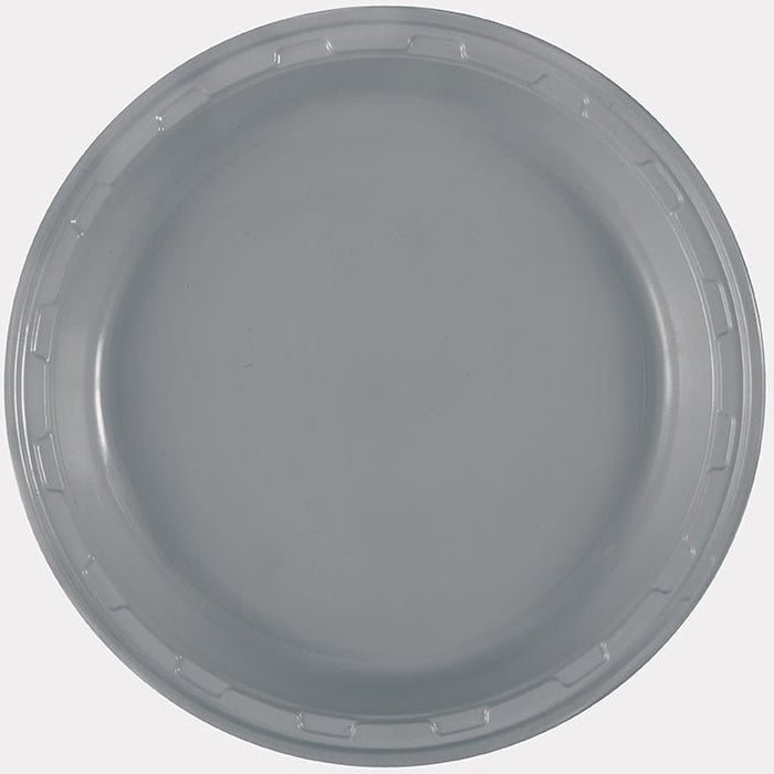 50ct 10in Plastic Plate Silver - Party Supplies