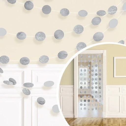 Silver Glitter String Decorations | 6 ct - Zurchers