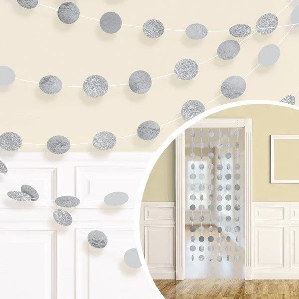 Silver Glitter String Decorations | 6 ct - Zurchers